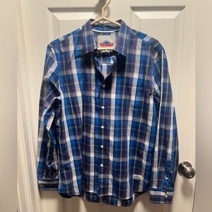 Penfield‎ | Blue White Green Red Classic Fit Plaid Button Down Shirt Men's Sz L
